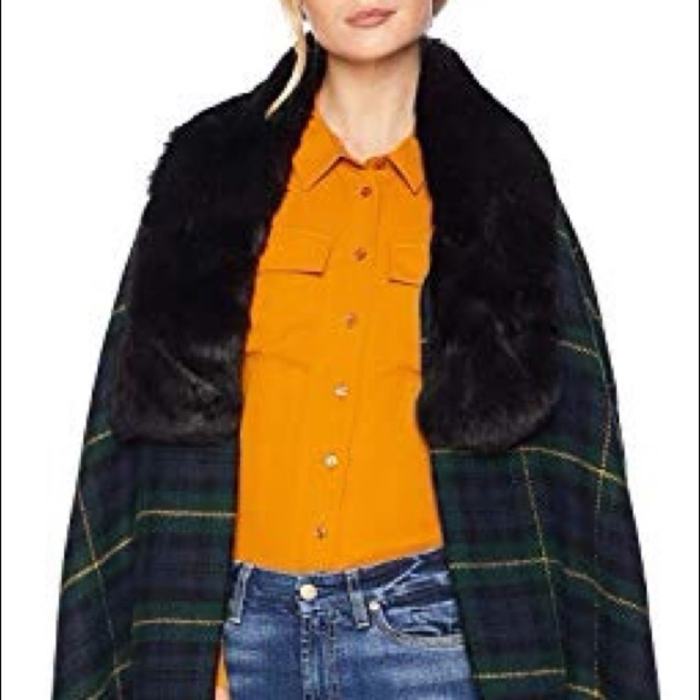 Ralph lauren holiday faux fur poncho ruana - Picture 2 of 5